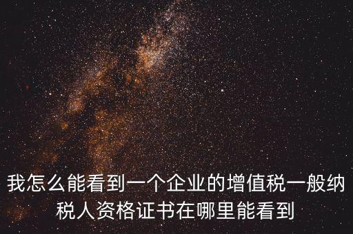 我怎么能看到一個企業(yè)的增值稅一般納稅人資格證書在哪里能看到