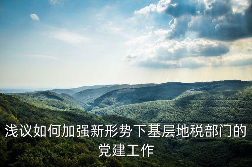 國地稅改革如何做好基層工作，淺議如何加強(qiáng)新形勢(shì)下基層地稅部門的黨建工作