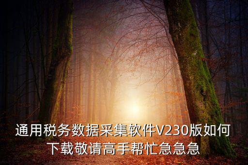 通用稅務(wù)數(shù)據(jù)采集軟件V230版如何下載敬請(qǐng)高手幫忙急急急