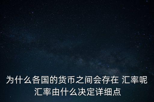 為什么各國的貨幣之間會(huì)存在 匯率呢 匯率由什么決定詳細(xì)點(diǎn)