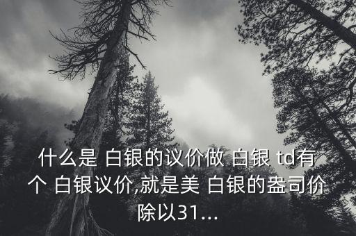 什么是 白銀的議價做 白銀 td有個 白銀議價,就是美 白銀的盎司價除以31...