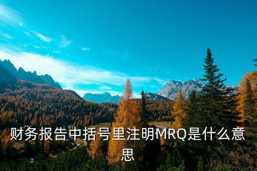 財(cái)務(wù)報(bào)告中括號(hào)里注明MRQ是什么意思