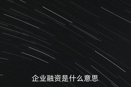 企業(yè)融資是什么意思