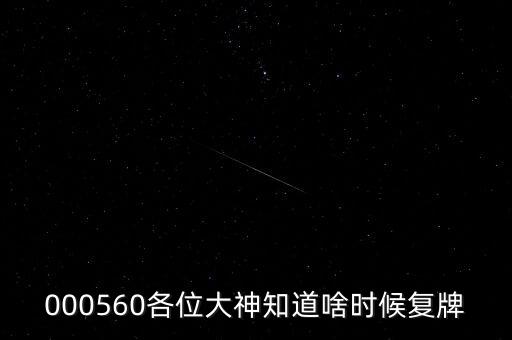 000560各位大神知道啥時(shí)候復(fù)牌