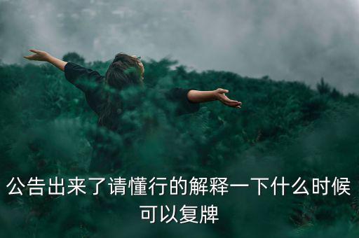 公告出來了請懂行的解釋一下什么時候可以復牌