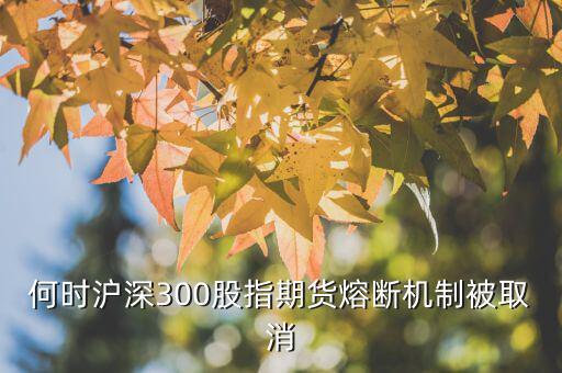 何時滬深300股指期貨熔斷機制被取消