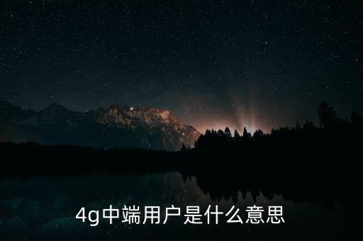 4g中端用戶(hù)是什么意思