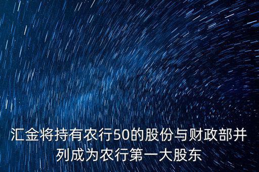 匯金將持有農(nóng)行50的股份與財政部并列成為農(nóng)行第一大股東