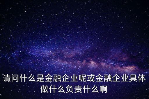 請問什么是金融企業(yè)呢或金融企業(yè)具體做什么負(fù)責(zé)什么啊