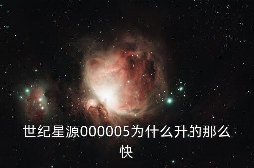 世紀星源000005為什么升的那么快