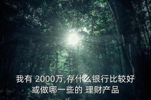 2000萬怎么理財,財富管理計劃