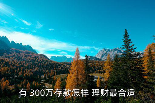 300萬怎么理財,300萬元理財資金需要拆分哪些?