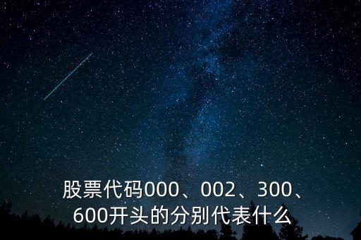  股票代碼000、002、300、 600開頭的分別代表什么