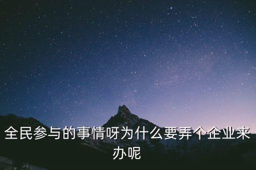 全民參與的事情呀為什么要弄個(gè)企業(yè)來辦呢