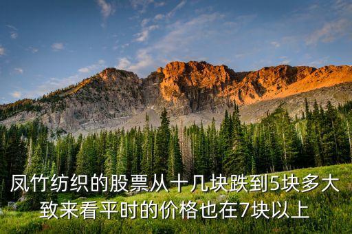 鳳竹紡織的股票從十幾塊跌到5塊多大致來看平時的價格也在7塊以上