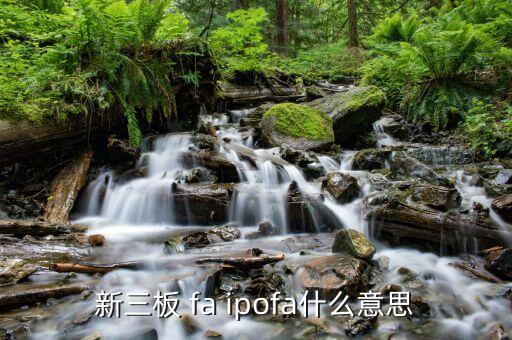 投資fa什么意思，新三板 fa ipofa什么意思