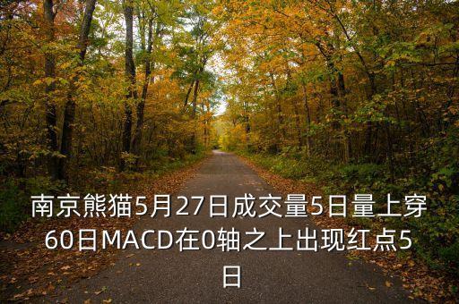 南京熊貓5月27日成交量5日量上穿60日MACD在0軸之上出現(xiàn)紅點5日