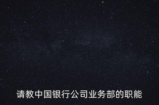 請教中國銀行公司業(yè)務部的職能