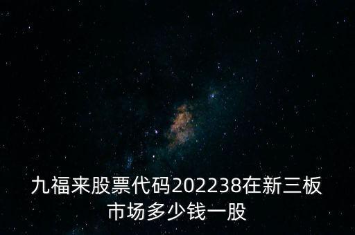 九福來股票代碼202238在新三板市場多少錢一股