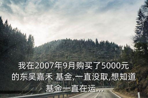 我在2007年9月購買了5000元的東吳嘉禾 基金,一直沒取,想知道 基金一直在運(yùn)...