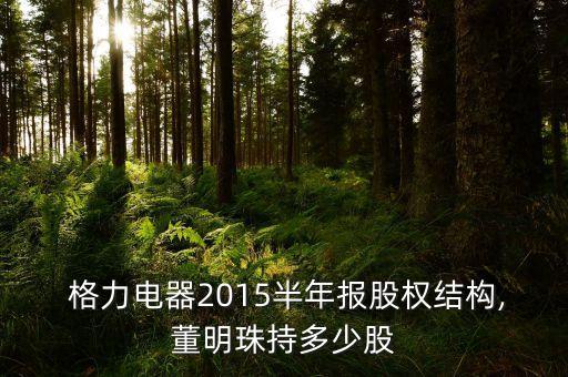  格力電器2015半年報股權(quán)結(jié)構(gòu),董明珠持多少股