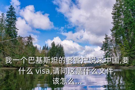 我一個(gè)巴基斯坦的老客戶說來中國(guó),要什么 visa,請(qǐng)問這是什么文件,該怎么...