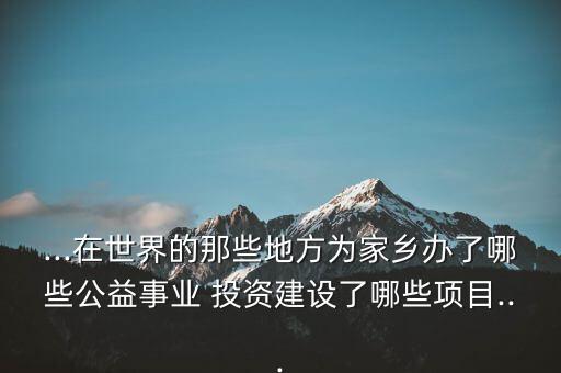 ...在世界的那些地方為家鄉(xiāng)辦了哪些公益事業(yè) 投資建設(shè)了哪些項(xiàng)目...