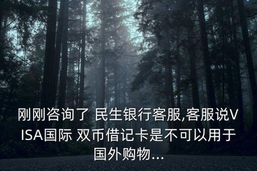 剛剛咨詢了 民生銀行客服,客服說(shuō)VISA國(guó)際 雙幣借記卡是不可以用于國(guó)外購(gòu)物...