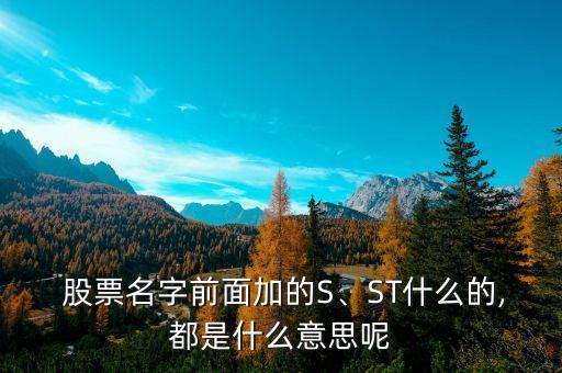  股票名字前面加的S、ST什么的,都是什么意思呢