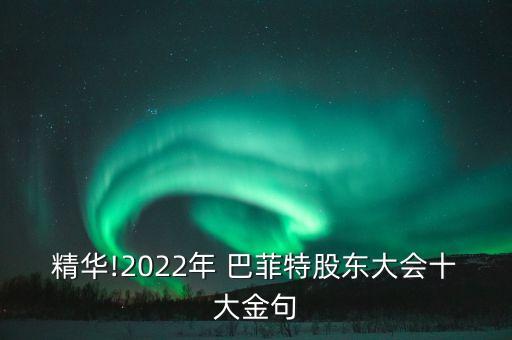 精華!2022年 巴菲特股東大會十大金句