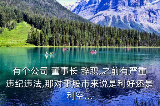 有個公司 董事長 辭職,之前有嚴重違紀違法,那對于股市來說是利好還是利空...