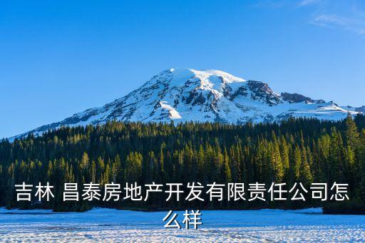 吉林 昌泰房地產(chǎn)開發(fā)有限責任公司怎么樣