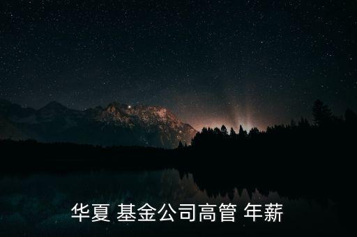 基金總經理年薪,基金公司高管年薪