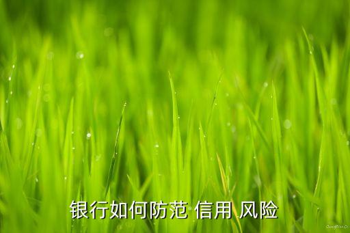 銀行如何防范 信用 風(fēng)險(xiǎn)