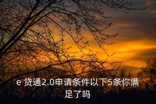 e 貸通2.0申請(qǐng)條件以下5條你滿(mǎn)足了嗎