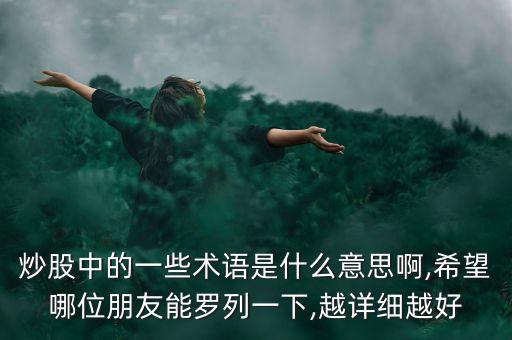 炒股中的一些術語是什么意思啊,希望哪位朋友能羅列一下,越詳細越好