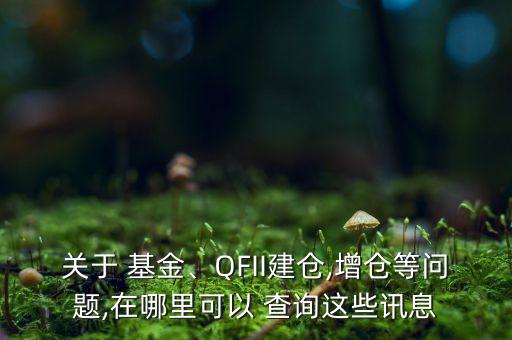 關于 基金、QFII建倉,增倉等問題,在哪里可以 查詢這些訊息