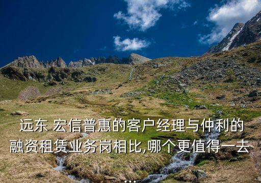  遠東 宏信普惠的客戶經(jīng)理與仲利的融資租賃業(yè)務(wù)崗相比,哪個更值得一去...