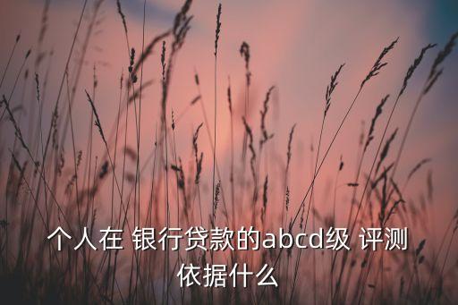 個(gè)人在 銀行貸款的abcd級 評測依據(jù)什么