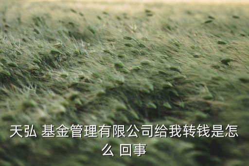 天弘 基金管理有限公司給我轉(zhuǎn)錢是怎么 回事