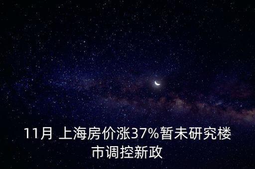 11月 上海房價漲37%暫未研究樓市調控新政