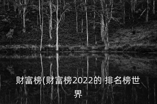 財富榜(財富榜2022的 排名榜世界