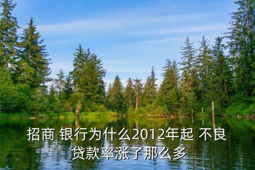 招商 銀行為什么2012年起 不良 貸款率漲了那么多