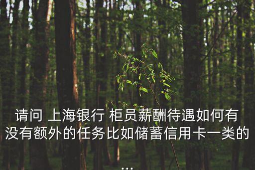 請問 上海銀行 柜員薪酬待遇如何有沒有額外的任務比如儲蓄信用卡一類的...