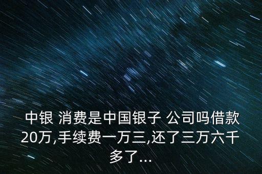  中銀 消費是中國銀子 公司嗎借款20萬,手續(xù)費一萬三,還了三萬六千多了...