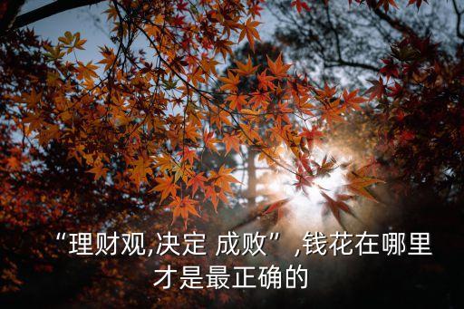 “理財(cái)觀,決定 成敗”,錢(qián)花在哪里才是最正確的