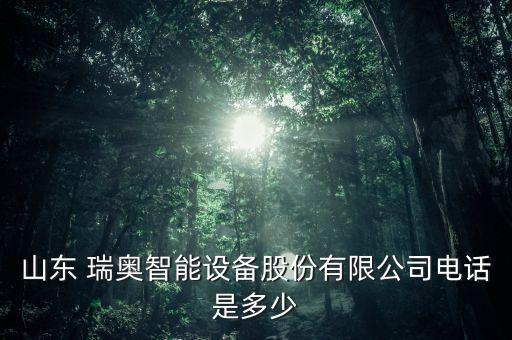 山東 瑞奧智能設(shè)備股份有限公司電話是多少