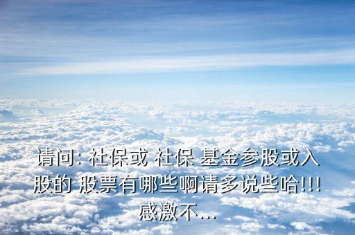 請(qǐng)問(wèn): 社?；?社保 基金參股或入股的 股票有哪些啊請(qǐng)多說(shuō)些哈!!!感激不...