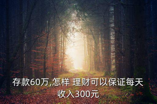 存款60萬,怎樣 理財(cái)可以保證每天收入300元