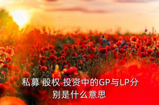  私募 股權 投資中的GP與LP分別是什么意思